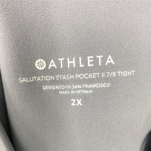 Athleta Women's Salutation Stash Pocket II 7/8 Tight Leggings 2X Gray Yoga Pants - Picture 3 of 8